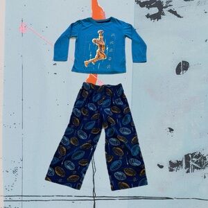 Cat & Jack Blue Kids Pajamas Set with Football Sports Design Size XS 4 / 5